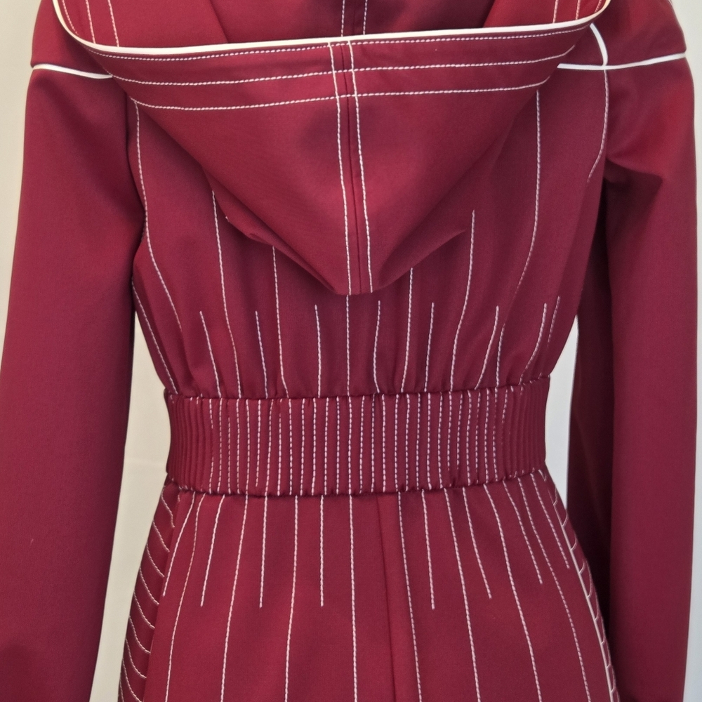 Valentino Red With White Stitching Jersey Hooded Midi Dress, Size 4, NWT - Picture 12 of 15